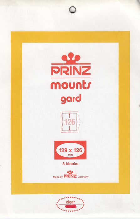 Prinz Stamp Mount 129 x 126 Blocks & Sheetlets Clear