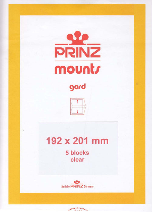 Prinz Stamp Mount 192 x 201 Blocks & Sheetlets Clear
