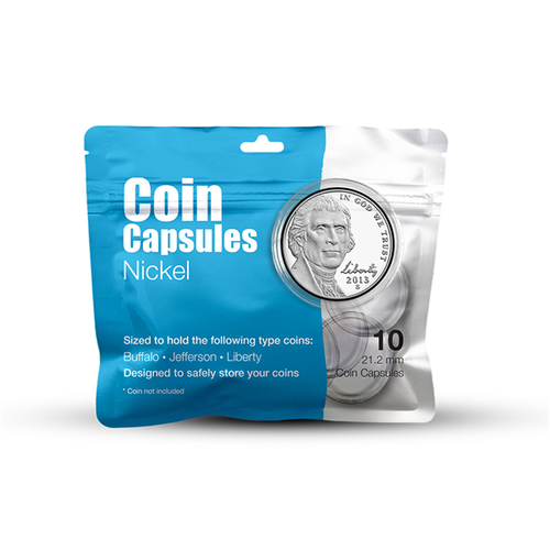 Nickel - 21.3mm Whitman Coin Capsules