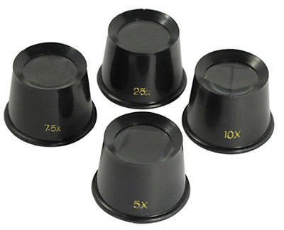 4Pc Plastic Eye Loupe Set,Glass Lens,Powers- 2.5x,5x,7.5x &10x