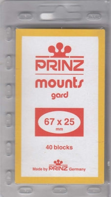 Prinz Stamp Mount 67 x 25 Pre-Cut Plate Block Black