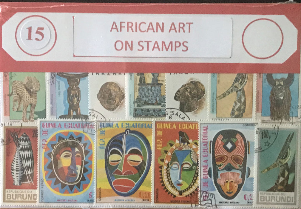 African Art on Stamps Stamp Packet