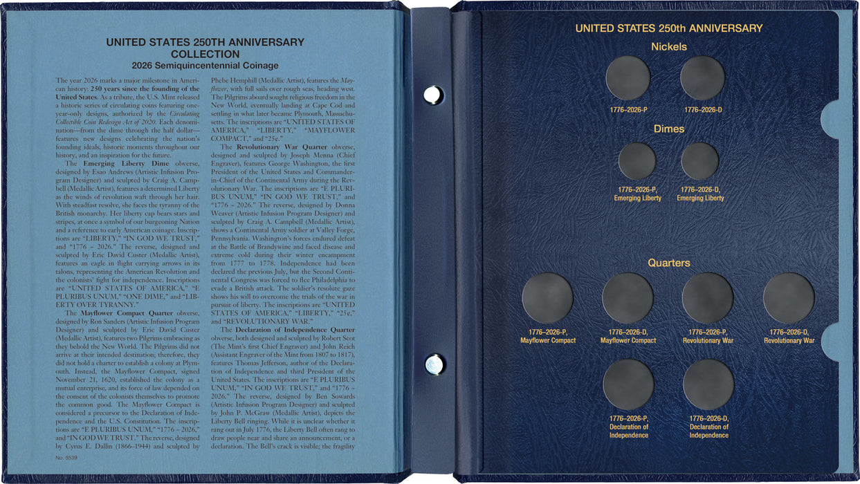 5539-Whitman Classic® Coin Album - United States 250th Anniversary Collection: 2026 (P & D Mints)