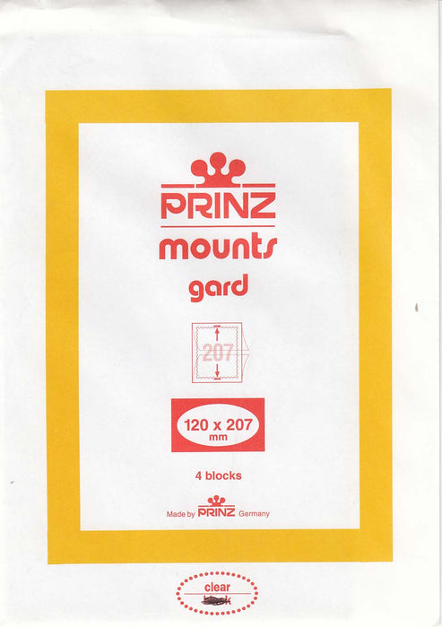 Prinz Stamp Mount 120 x 207 Blocks & Sheetlets Clear