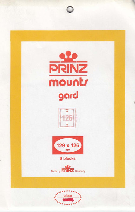 Prinz Stamp Mount  129 x 126 Blocks & Sheetlets Clear