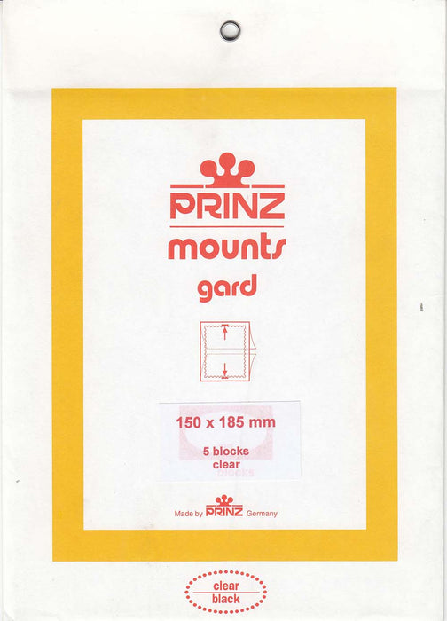 Prinz Stamp Mount 150 x 185 Blocks & Sheetlets Clear