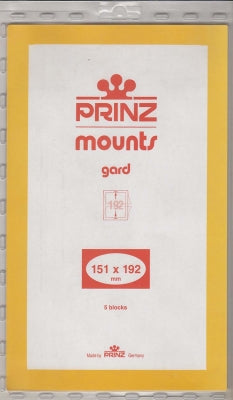 Prinz Stamp Mount 151 x 192 Blocks & Sheetlets Clear