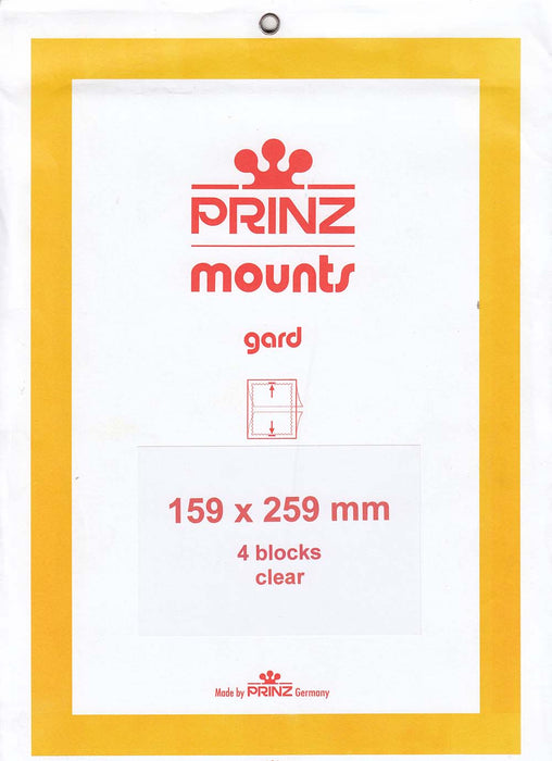 Prinz Stamp Mount 159 x 259 Blocks & Sheetlets Clear