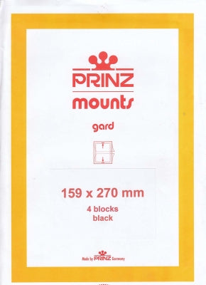 Prinz Stamp Mount 159 x 270 Blocks & Sheetlets Black