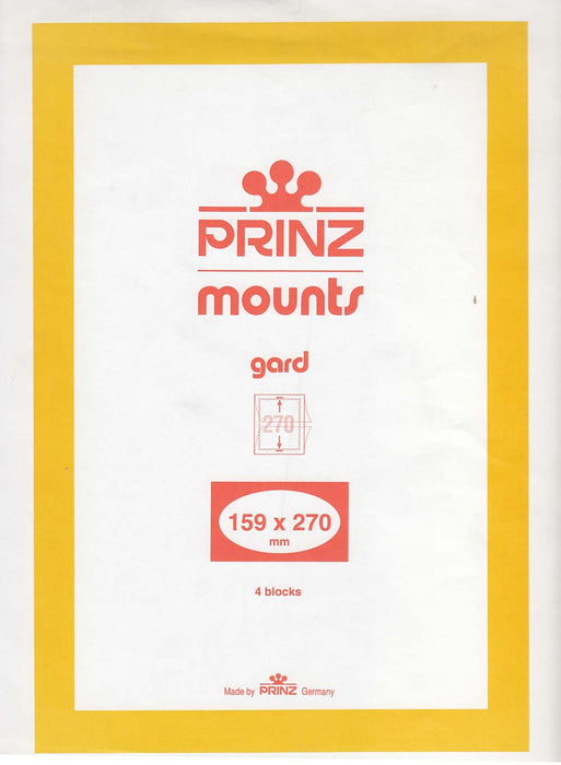 Prinz Stamp Mount 159 x 270 Blocks & Sheetlets Clear