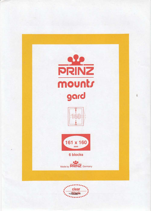 Prinz Stamp Mount 161 x 160 Blocks & Sheetlets Clear