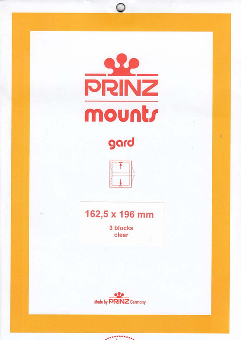 Prinz Stamp Mount 162 x 196 Blocks & Sheetlets Clear