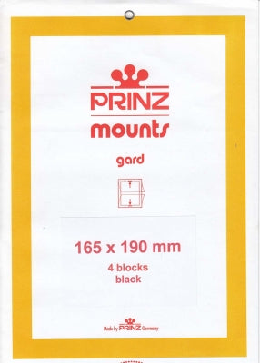 Prinz Stamp Mount 165 x 190 Blocks & Sheetlets Black