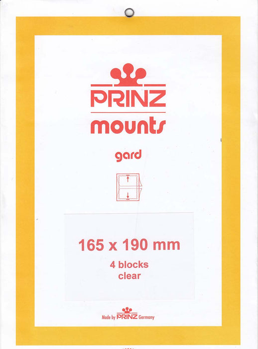 Prinz Stamp Mount 165 x 190 Blocks & Sheetlets Clear