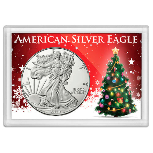 American Silver Eagle Tis The Season Frosty Case 2x3 Tree 1674