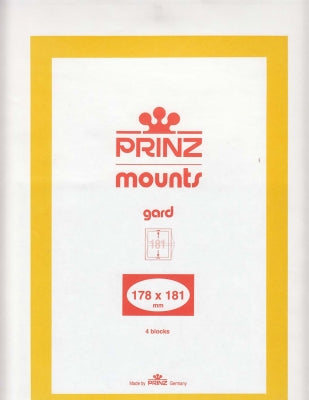 Prinz Stamp Mount 178 x 181 Blocks & Sheetlets Clear