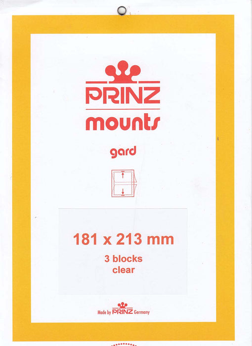 Prinz Stamp Mount 181 x 213 Blocks & Sheetlets Clear