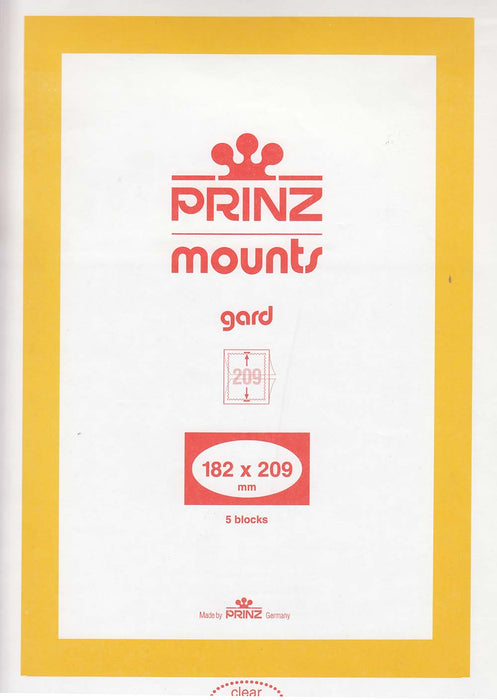 Prinz Stamp Mount 182 x 209 Blocks & Sheetlets Clear