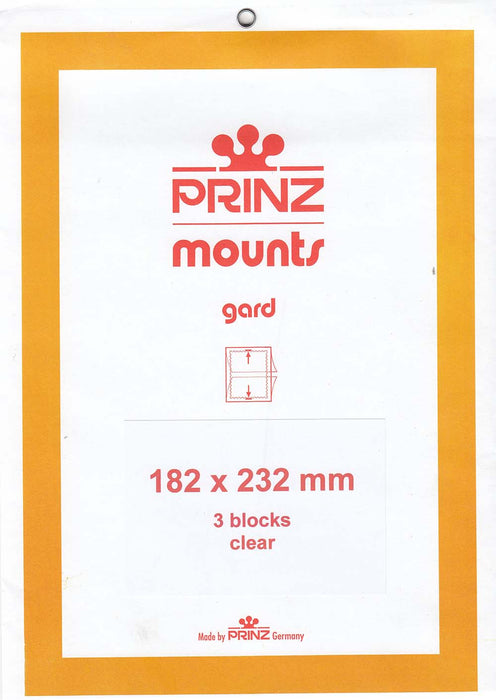 Prinz Stamp Mount 182 x 232 Blocks & Sheetlets Clear