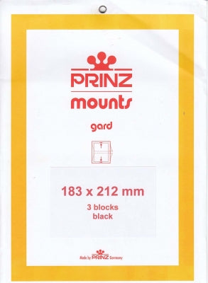 Prinz Stamp Mount 183 x 212 Blocks & Sheetlets Black