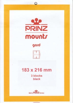 Prinz Stamp Mount 183 x 216 Blocks & Sheetlets Black