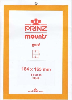 Prinz Stamp Mount 184 x 165 Blocks & Sheetlets Black