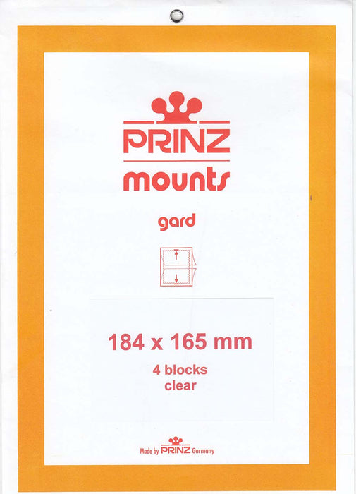 Prinz Stamp Mount 184 x 165 Blocks & Sheetlets Clear