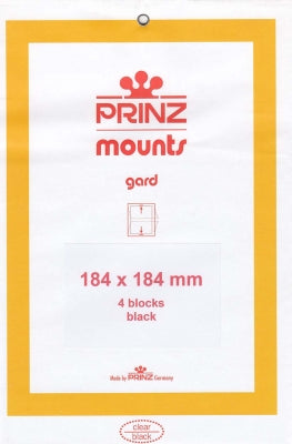 Prinz Stamp Mount 184 x 184 Blocks & Sheetlets Black