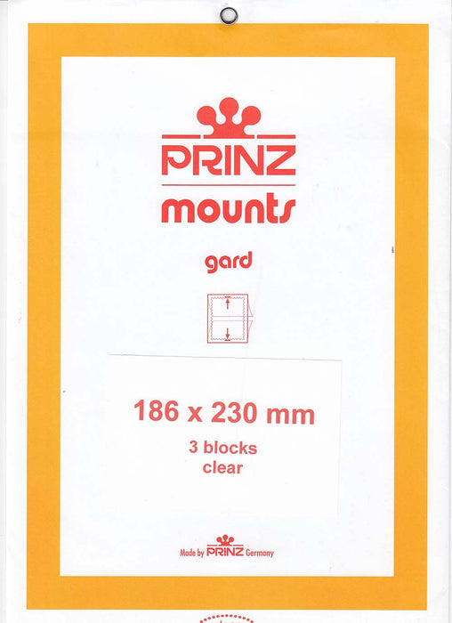 Prinz Stamp Mount 186 x 230 Blocks & Sheetlets Clear