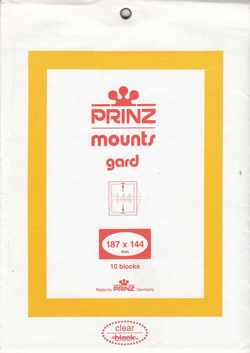 Prinz Stamp Mount 187 x 144 Blocks & Sheetlets Clear