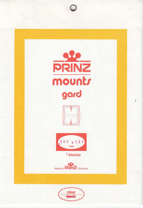 Prinz Stamp Mount 189 x 151 Blocks & Sheetlets Clear