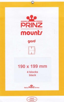 Prinz Stamp Mount 190 x 199 Blocks & Sheetlets Black