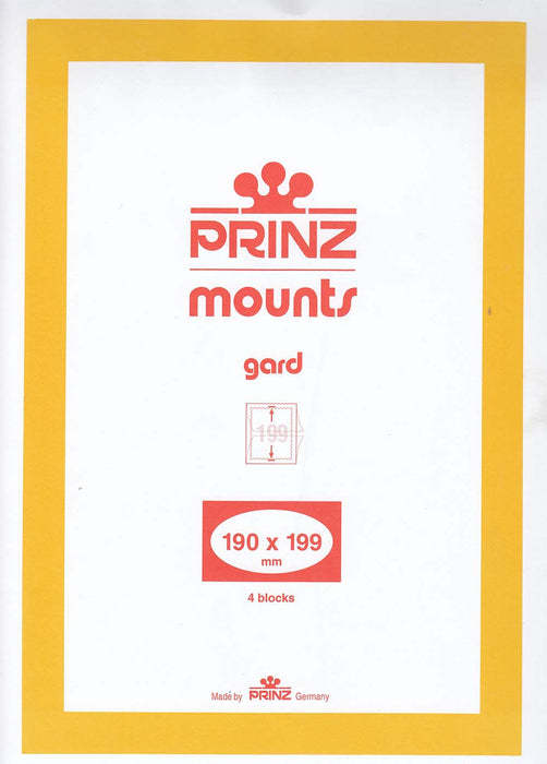 Prinz Stamp Mount 190 x 199 Blocks & Sheetlets Clear