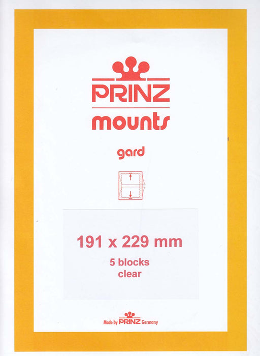 Prinz Stamp Mount 191 x 229 Blocks & Sheetlets Clear