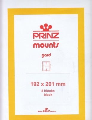 Prinz Stamp Mount 192 x 201 Blocks & Sheetlets Black