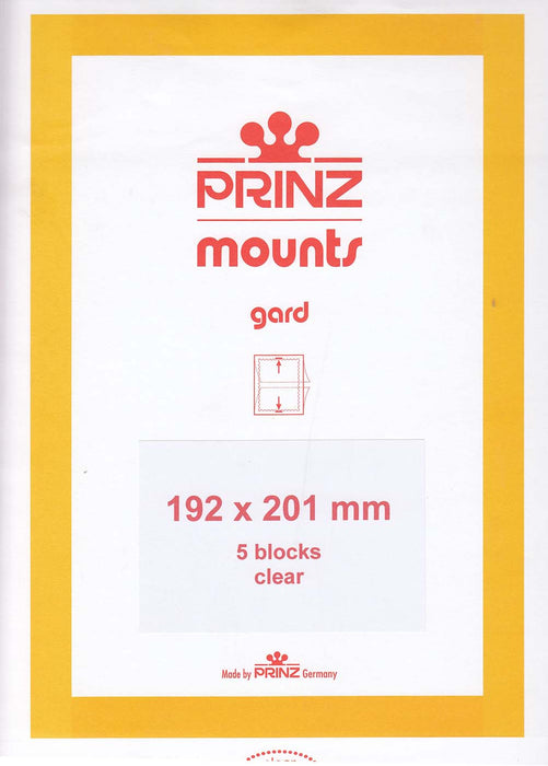 Prinz Stamp  Mount 192 x 201 Blocks & Sheetlets Clear