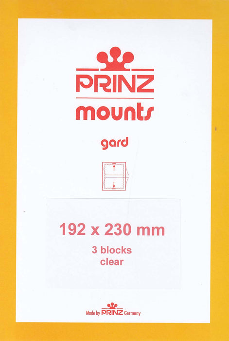 Prinz Stamp Mount 192 x 230 Blocks & Sheetlets Clear