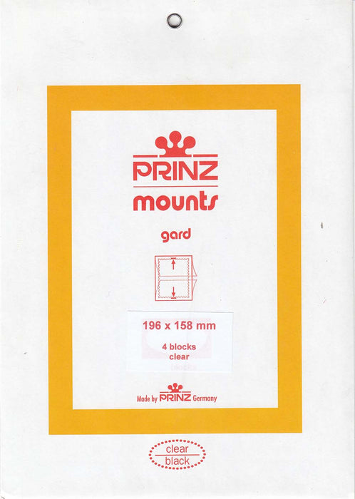Prinz Stamp Mount 196 x 158 Blocks & Sheetlets Clear