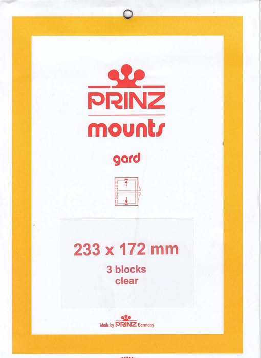 Prinz Stamp Mount 233 x 172 Blocks & Sheetlets Clear