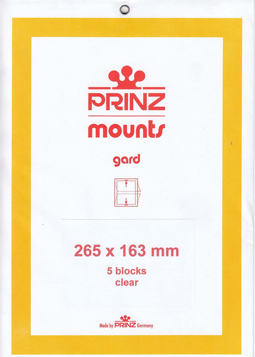 Prinz Stamp Mount 163 265 x 163 mm Strips & Panes Clear