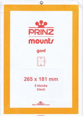 Prinz Stamp Mount 181 265 x 181 mm Strips & Panes Black
