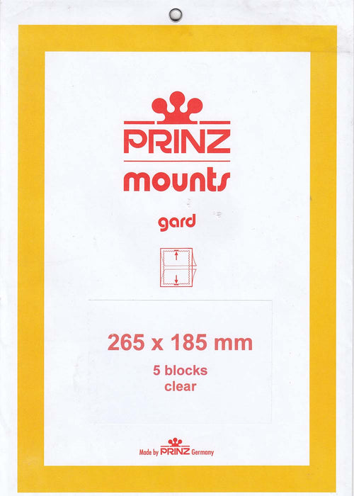 Prinz Stamp Mount 185 265 x 185 mm Strips & Panes Clear