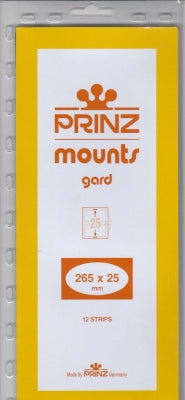 Prinz Stamp Mount 25 Long 265 x 25 mm Strips & Panes Black