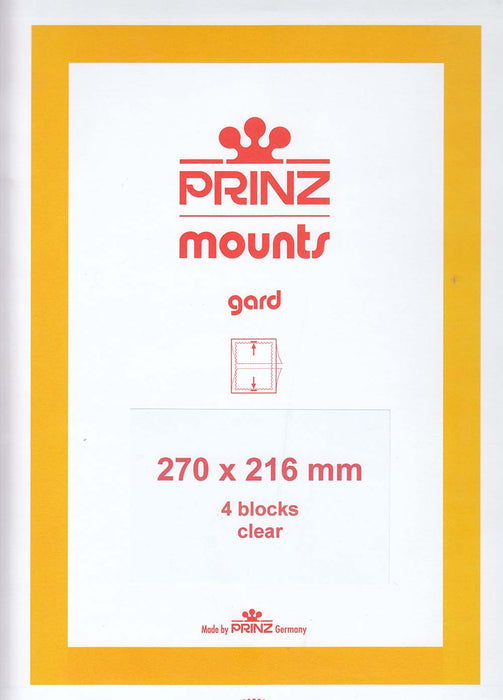 Prinz Stamp Mount 270 x 216 Blocks & Sheetlets Clear
