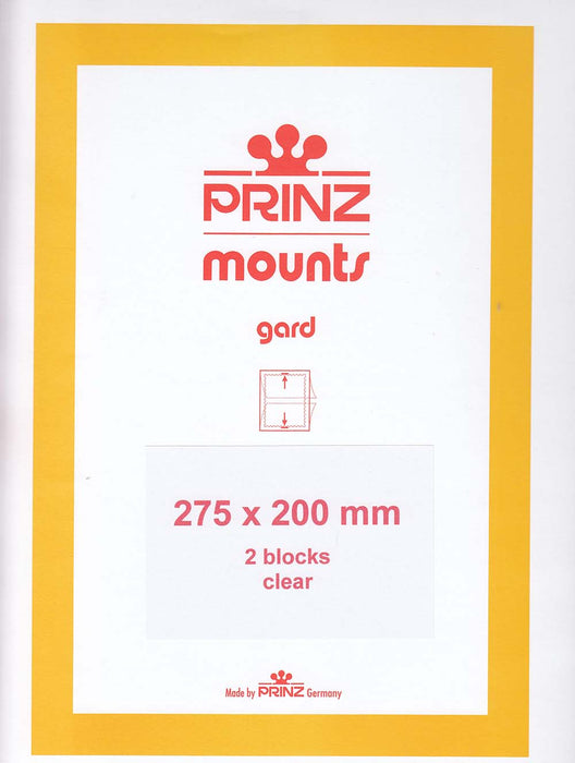 Prinz Stamp Mount 275 x 200 Blocks & Sheetlets Clear