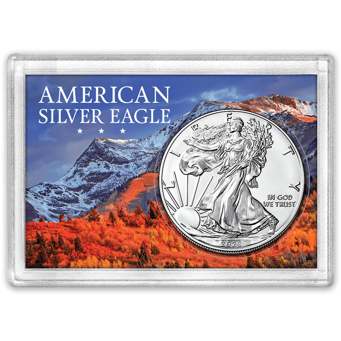 9210 American Silver Eagle 2x3 Frosty Case, Snow-capped Mountain