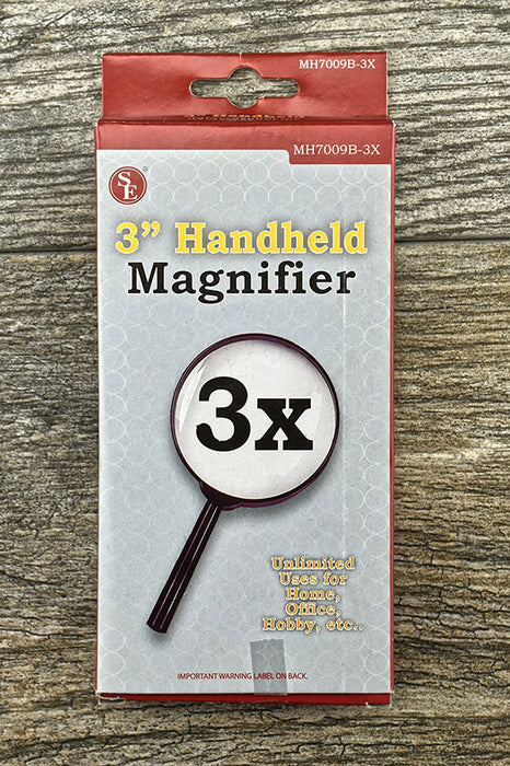 3"/3X Handheld Glass Lens Magnifier,Box Pack