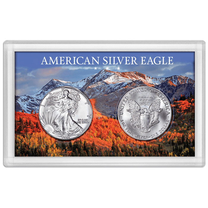 9229 American Silver Eagle 2x3 inch Frosty Case, Snow-capped Mountain