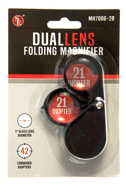 7.5x & 7.5x (15x)/ 1-3/16" Dual Glass Lens Folding Magnifier,Blister Pack
