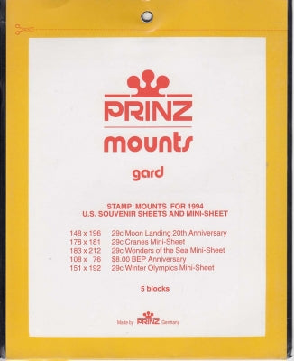 Prinz Stamp Mount SS-94 Blocks & Sheetlets Clear